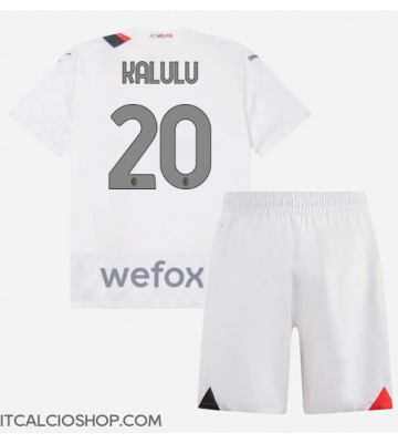 AC Milan Pierre Kalulu #20 Seconda Maglia Bambino 2023-24 Manica Corta (+ Pantaloni corti)